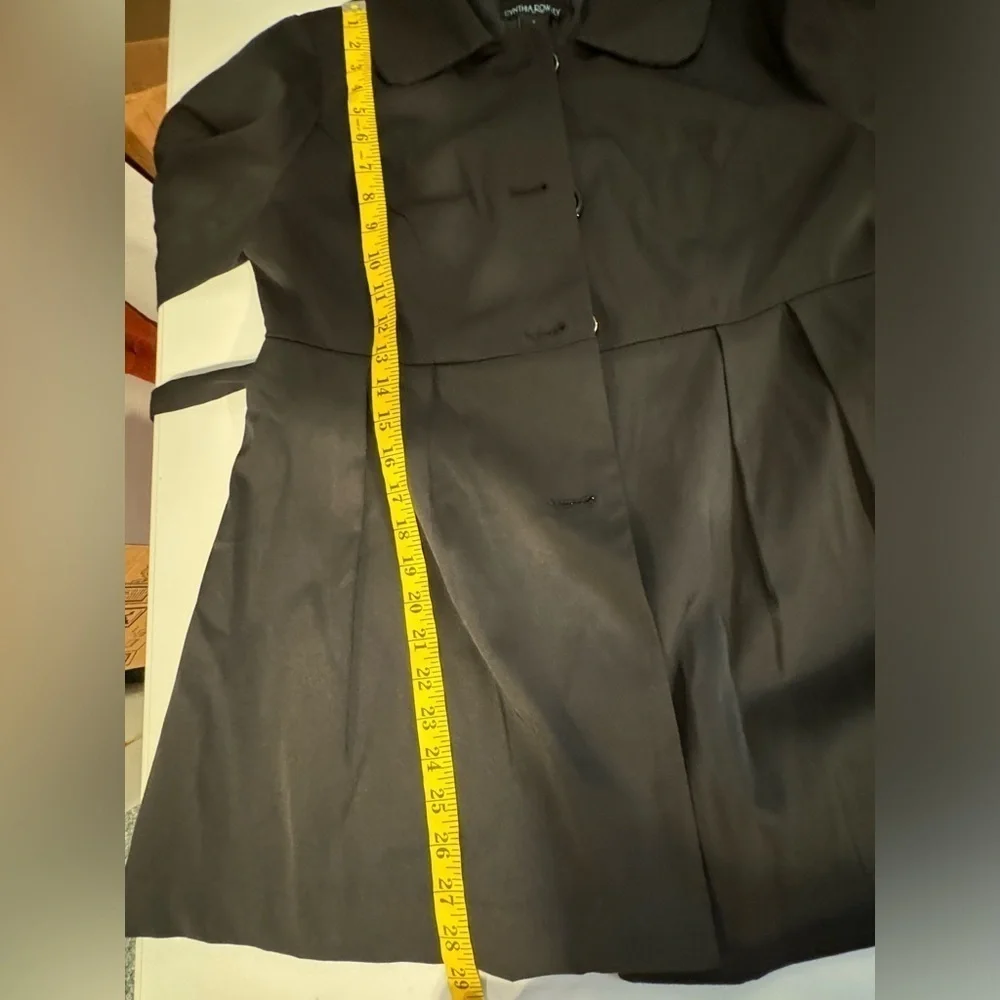 Cynthia Rowley Black Button Down Rain Coat, Size Small